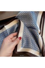 Mavi Kahve, Yumuşak, Güneş, Rüzgar Geçirmez, Çift Taraf Baskılı, Şal, Fular, Eşarp 70x70