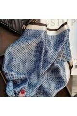 Mavi Kahve, Yumuşak, Güneş, Rüzgar Geçirmez, Çift Taraf Baskılı, Şal, Fular, Eşarp 70x70