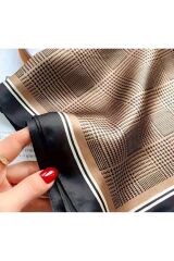 Vintage Ekose, Güneş, Rüzgar Geçirmez, Çift Taraf Baskılı, Şal, Fular, Eşarp 70x70