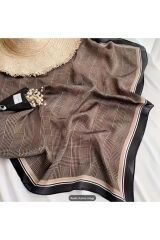 Vintage Ekose, Güneş, Rüzgar Geçirmez, Çift Taraf Baskılı, Şal, Fular, Eşarp 70x70