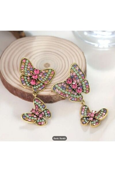 Yapay Elmas Zarif Kelebek Küpe, Kulak İğnesi 925 Ayar Gümüş