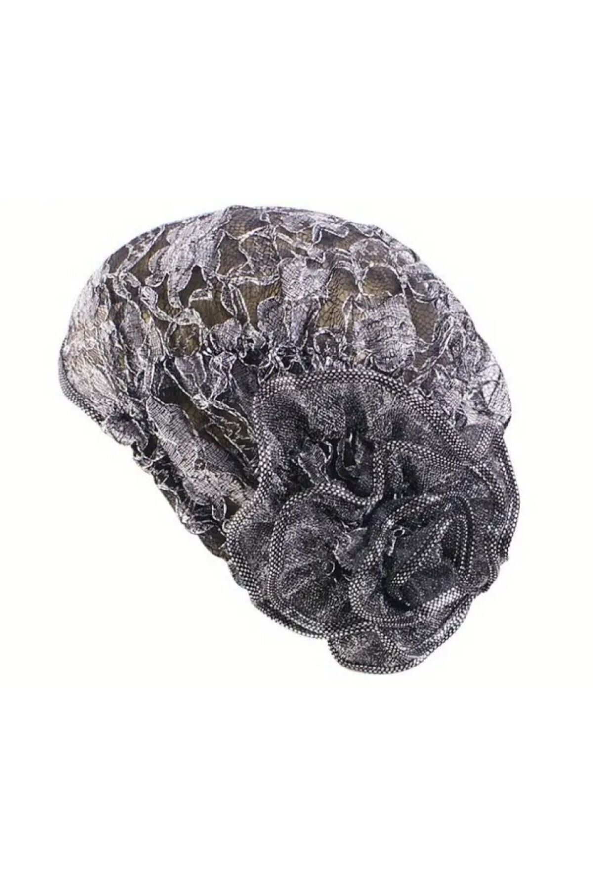 Büyük Çiçekli, Vintage, Dantel Esnek Şapka