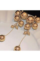 Top Damla Uzun Küpeler-Kulak İğnesi Paslanmaz Çelik