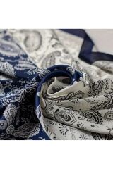Paisley Desenli, Trendy, Güneşten Koruyan, Rüzgar Geçirmez, Çift Taraf Baskılı, Fular, Eşarp 70x70 Mavi