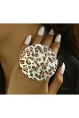 Leopar Desenli 14 Ayar altın kaplama Göz Alıcı Ayarlanabilir  Gold Yüzük