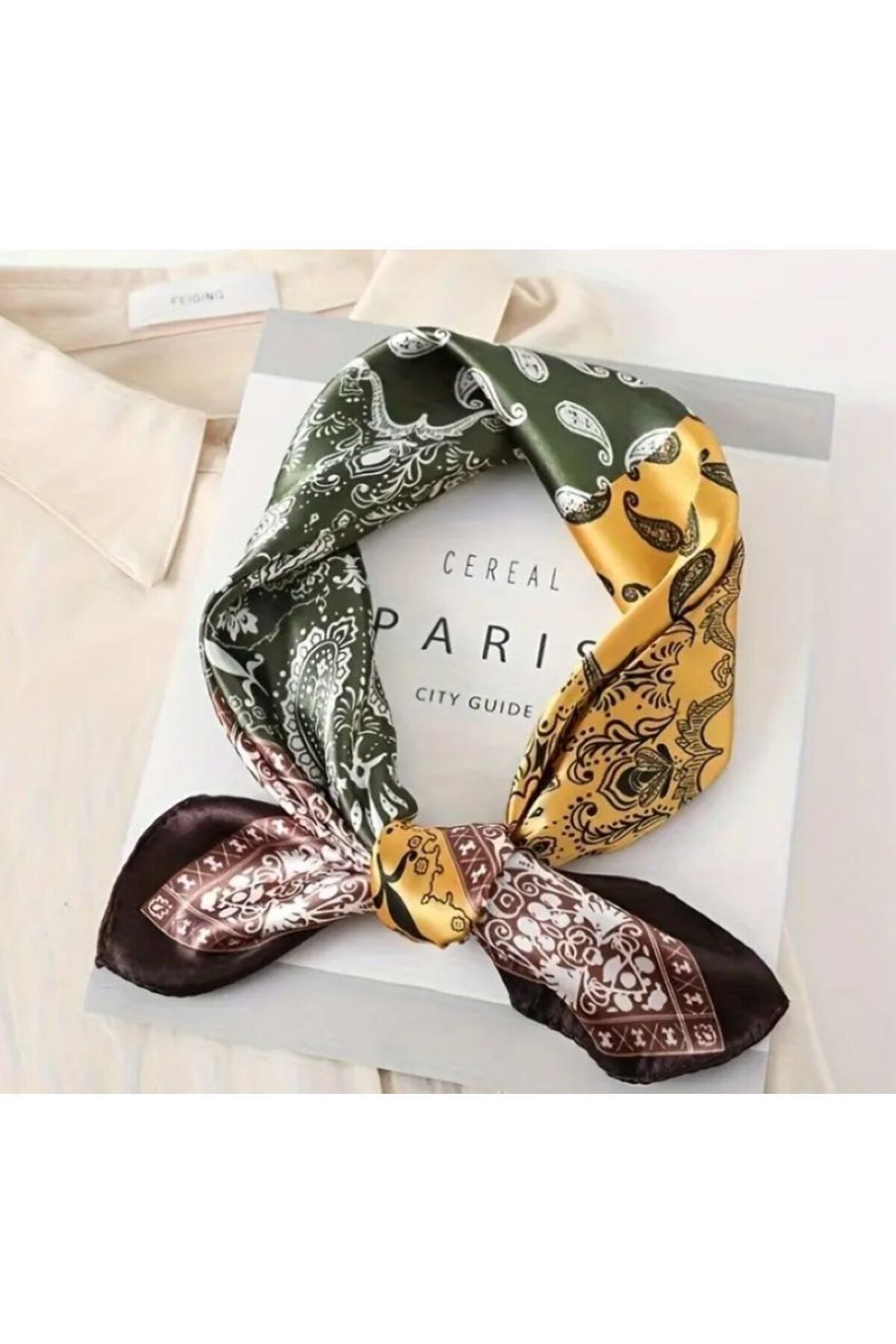 Paisley Desenli, Trendy, Güneşten Koruyan, Rüzgar Geçirmez, Çift Taraf Baskılı, Fular, Eşarp 70x70 Sarı