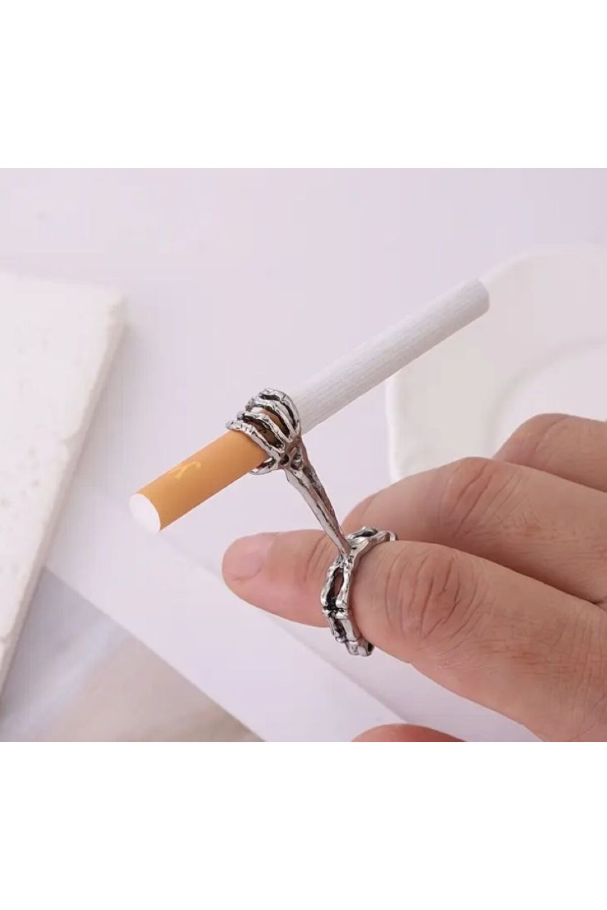 Gümüş Kaplama, Antik, Parmak Lekesi Engelleyen, Duman Tutucu Yüzük