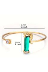 Leopar Figürlü Zirkon Taşlı Zarif Gold Kelepçe bilezik