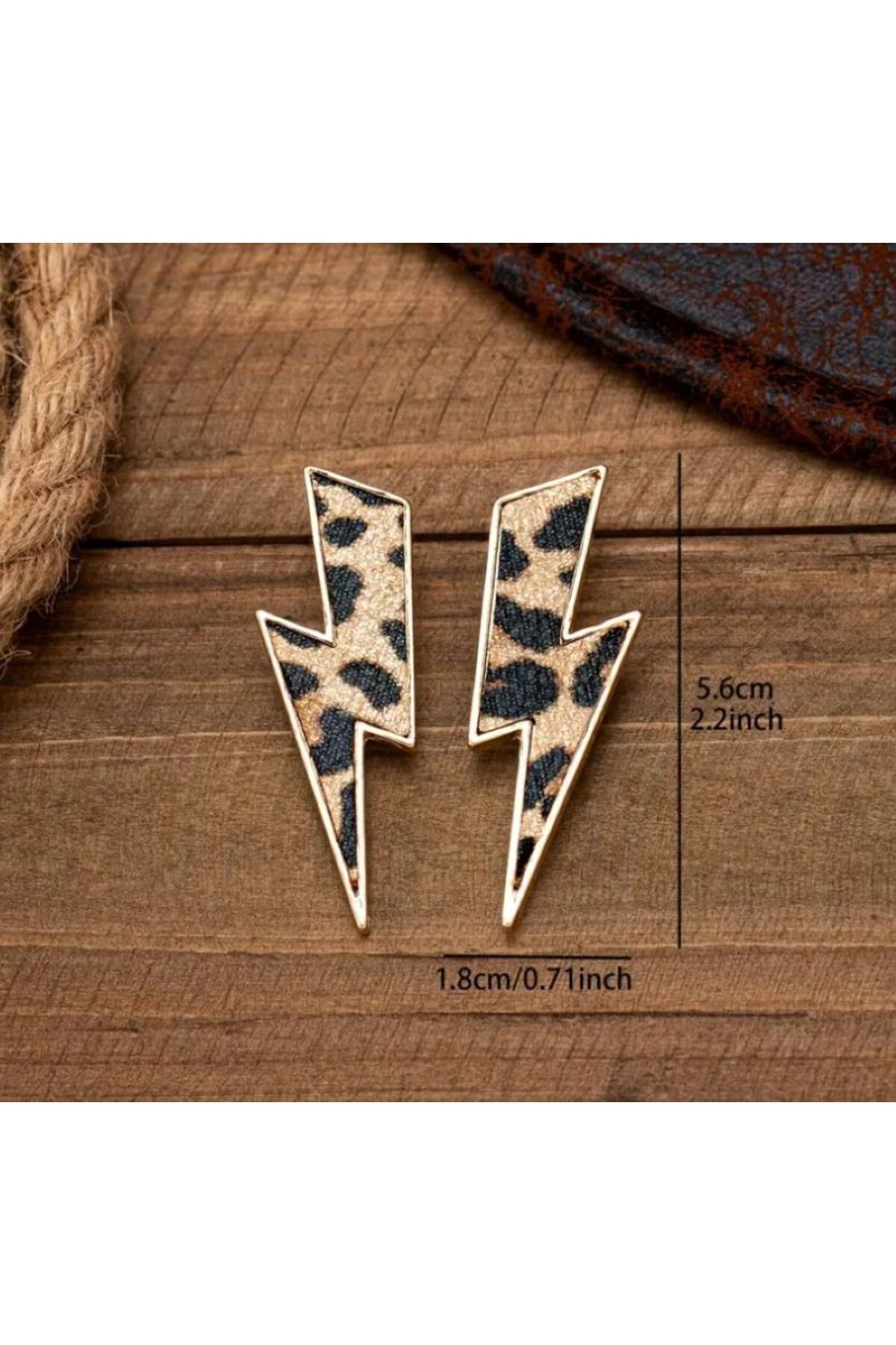 Leopar Baskı Şimşek Küpeler