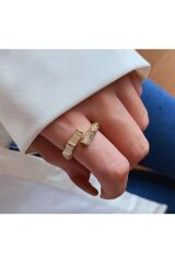 14K Altın Kaplama Ayarlanabilir Bambu Yüzük