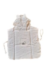 Çocuk Muslin Panço, %100 Organik Oeko-tex Sertifikalı, Kaplumbağa Desenli,cepli,kapüşonlu Krem - 2-4 Yaş