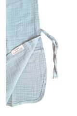 Dgtluxury Çocuk Muslin Panço, %100 Organik Oeko-tex Sertifikalı, Tırtıl Desenli, Cepli, Kapüşonlu Su Yeşili - 2-4 Yaş