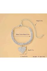 Kalp Figürlü, Yapay Elmas Detaylı, Gösterişli Halhal