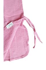 Çocuk Muslin Panço, %100 Organik Oeko-tex Sertifikalı, Kalp Desenli, Cepli, Kapüşonlu Şeker Pembesi - 6-9