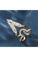 18 Ayar Altın Kaplama Parlak Zirkon Detaylı Eklem Yüzüğü