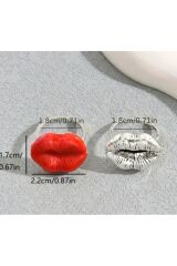 Dudak Figürlü, Göz Alıcı, Espirili Ayarlanabilir Yüzük