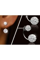 925 Ayar Gümüş Kaplama Parlak Taşlı Top Küpeler