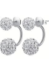 925 Ayar Gümüş Kaplama Parlak Taşlı Top Küpeler