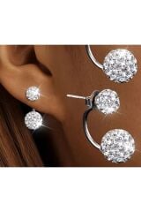 925 Ayar Gümüş Kaplama Parlak Taşlı Top Küpeler