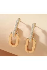 Zirkon Detaylı, Parıltılı Dangle Küpe