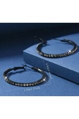 Yapay Elmas Detaylı, Zarif, Bohem, Parıltılı Halka Küpe