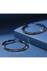 Yapay Elmas Detaylı, Zarif, Bohem, Parıltılı Halka Küpe