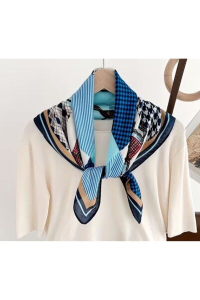 At Figürlü Elegant, Güneşten Koruyan, Rüzgar Geçirmez, Çift Taraf Baskılı, Fular, Eşarp 70x70
