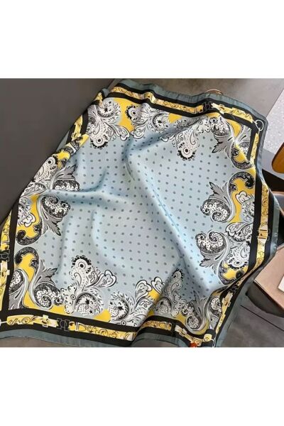 Zarif, Çiçek Desenli, Güneşten Koruyan, Rüzgar Geçirmez, Çift Taraf Baskılı, Fular, Eşarp 70x70