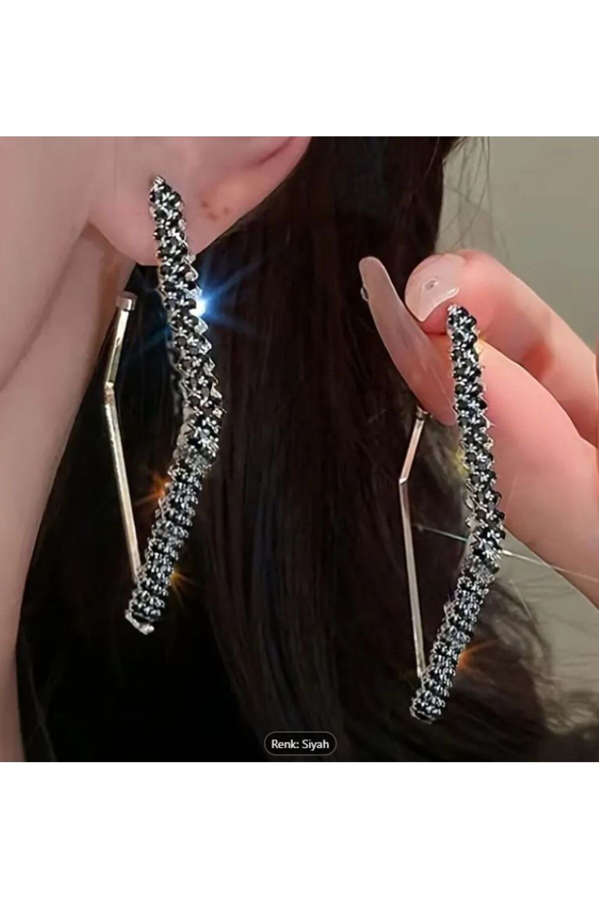 Yapay Elmas Detaylı, Geometrik, Zarif Küpeler