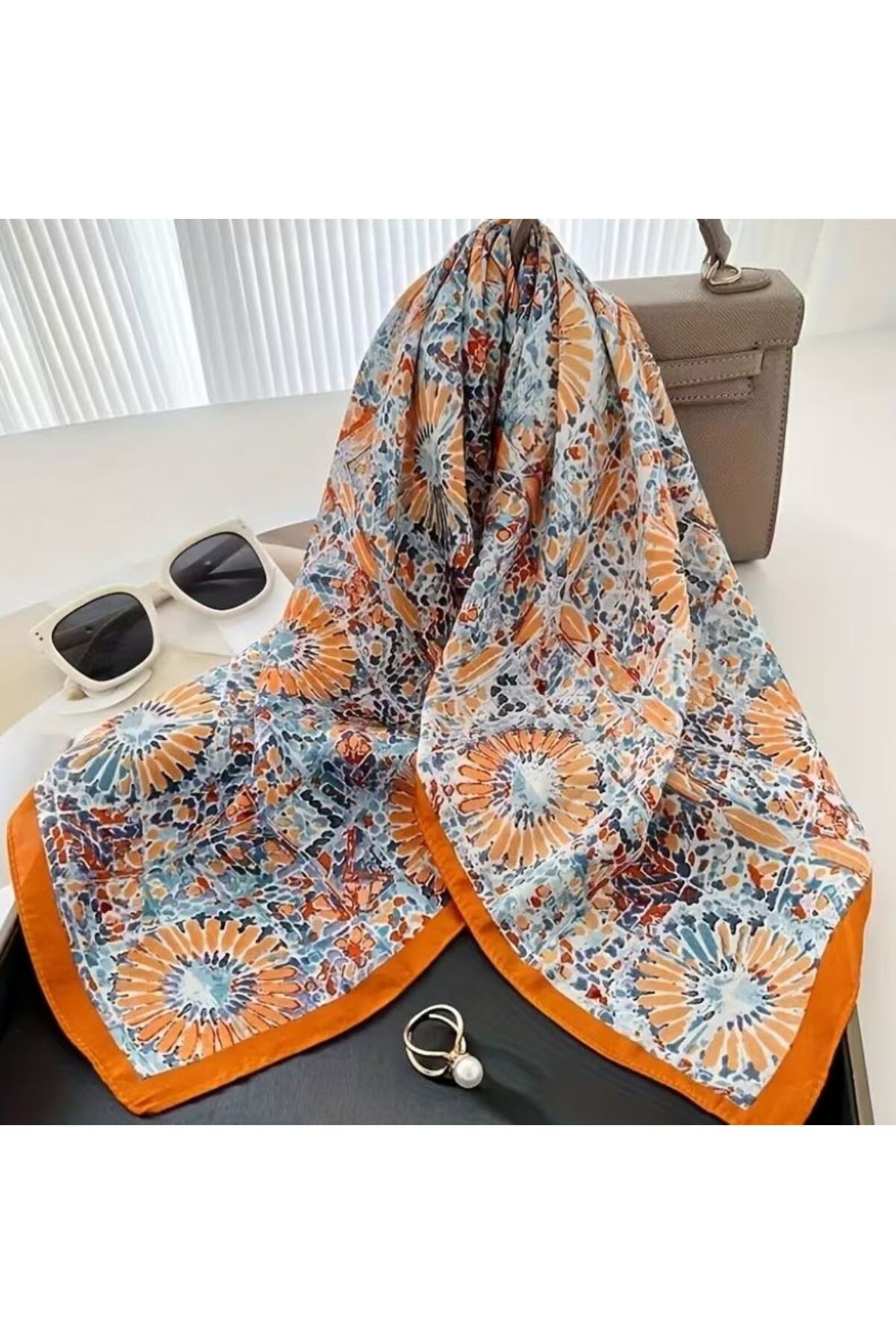 Boho Chic, Güneşten Koruyan, Rüzgar Geçirmez, Çift Taraf Baskılı, Fular, Eşarp 70x70