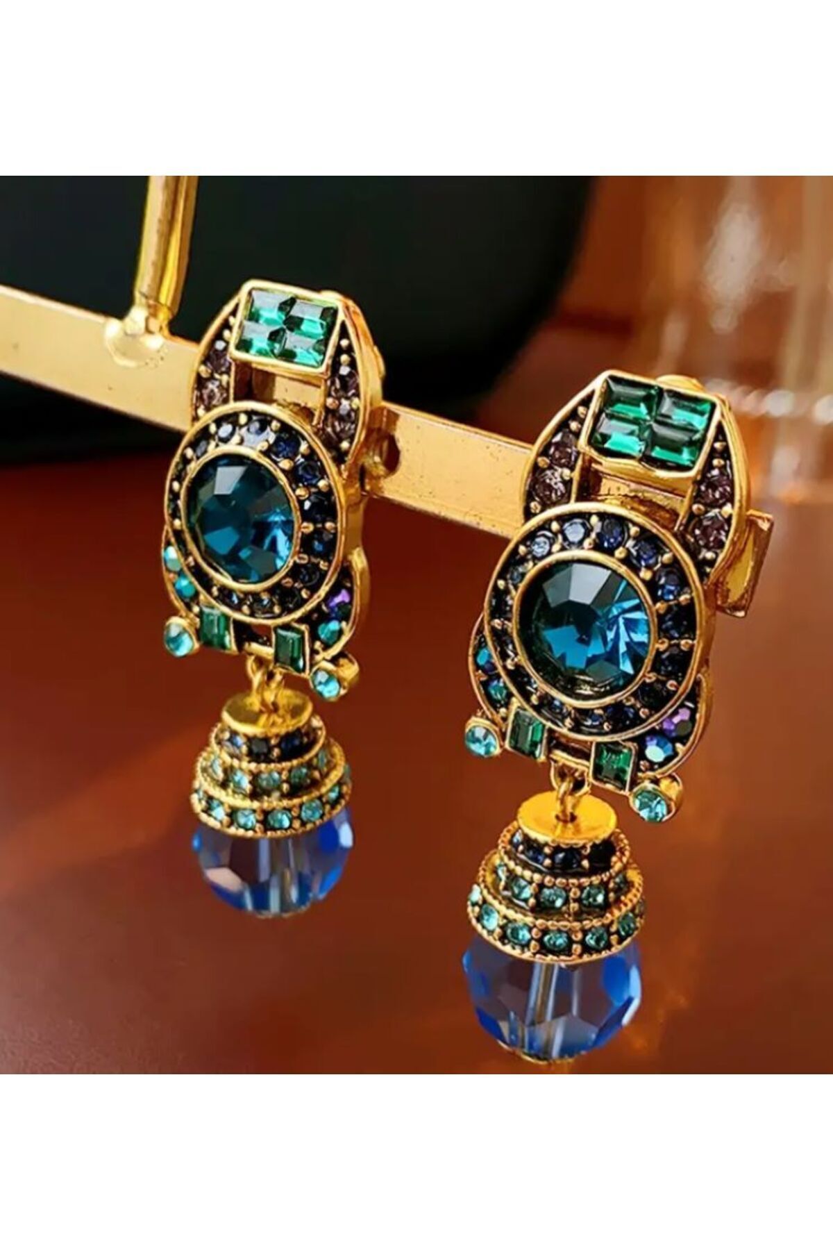 18 ayar altın kaplama Vintage Sallantılı Küpe