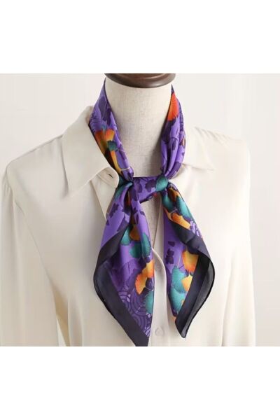 Yaprak Desenli, Güneşten Koruyan, Rüzgar Geçirmez, Çift Taraf Baskılı, Fular, Eşarp 70x70