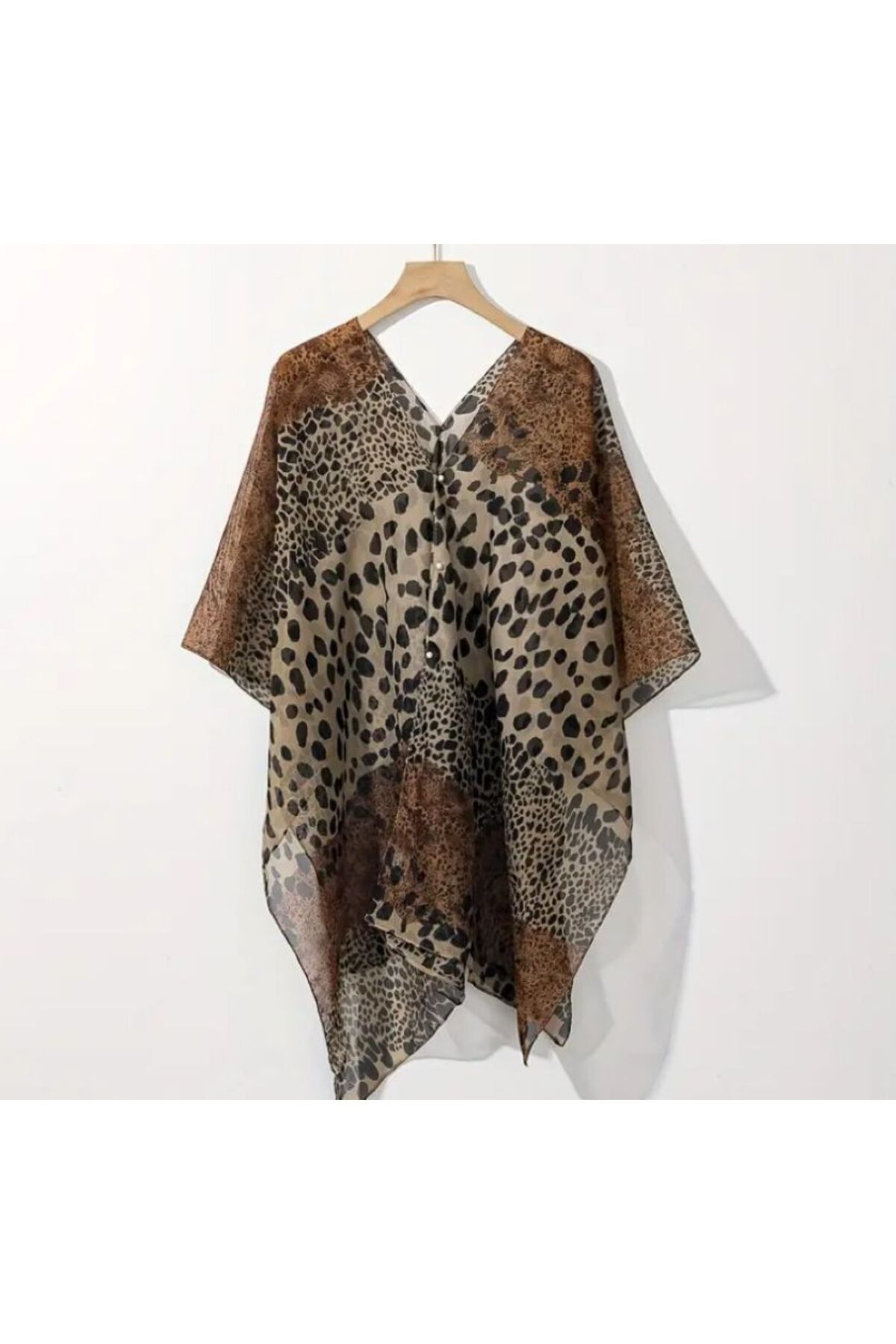Leopar Desenli, Güneş Koruyucu, Çok Amaçlı Tunik, Plaj Şalı, Hafif, Nefes Alan Kimono