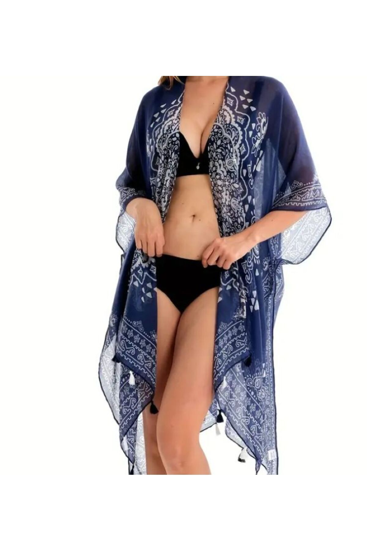 Paisley Desenli, Püsküllü, Güneş Koruyucu, Çok Amaçlı Tunik, Plaj Şalı, Hafif, Nefes Alan Kimono