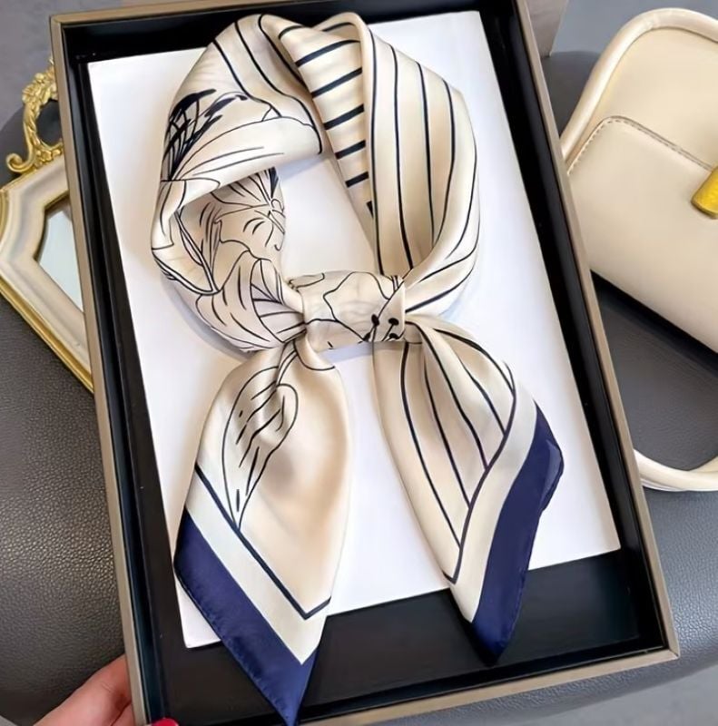 Zambak Desenli, Güneş, Rüzgar Geçirmez, Çift Taraf Baskılı, Şal, Fular, Eşarp 70x70