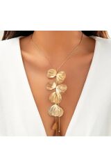 Yaprak Desenli Şıklığınızı Tamamlayacak Gold Kolye