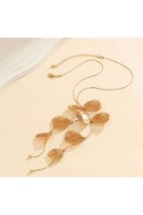 Yaprak Desenli Şıklığınızı Tamamlayacak Gold Kolye