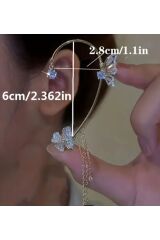 Işıltılı Kelebek-Çiçek Motifli Şık Kulak Kelepçesi