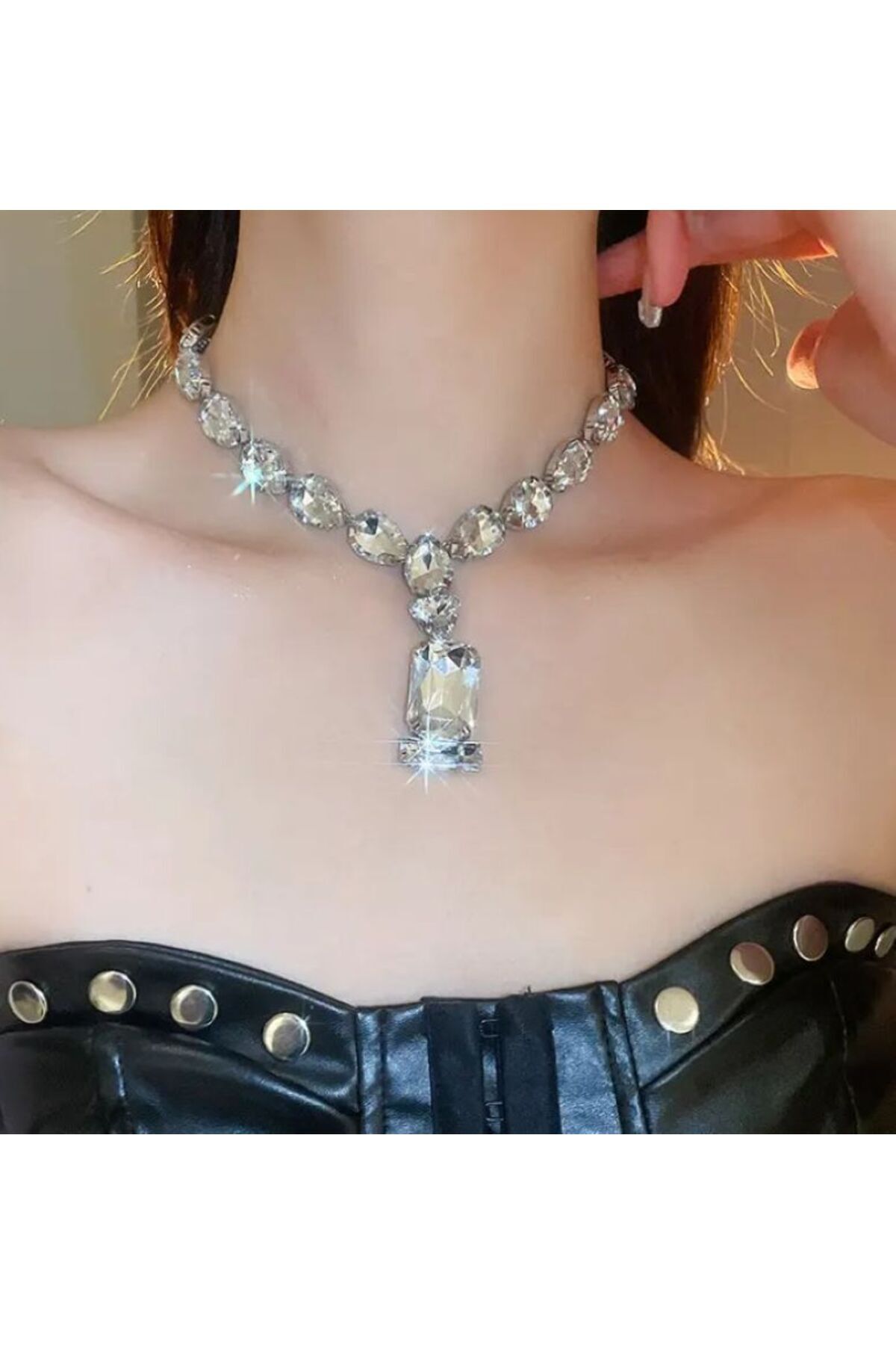 Japon-Kore Tarzı, Gösterişli, Işıltılı, Yapay Elmas Kolye-Gerdanlık, Parti, Eğlence, Kostum