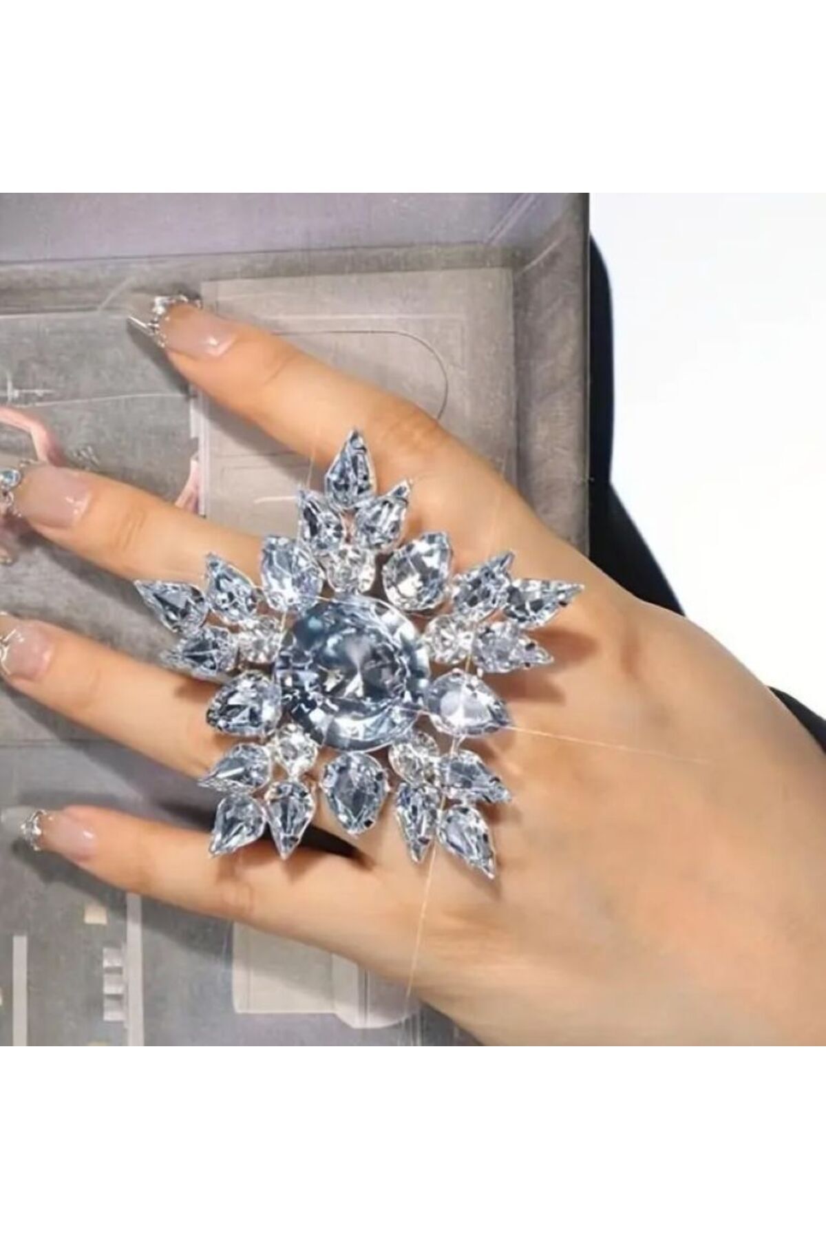 Yapay Elmas, Kar Tanesi, Ayarlanabilir, Göz Alıcı Yüzük