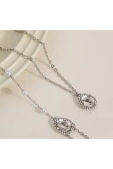 Suni İnci Detaylı, Damla Taşlı, Sırt Zinciri, Vücut Aksesuarı