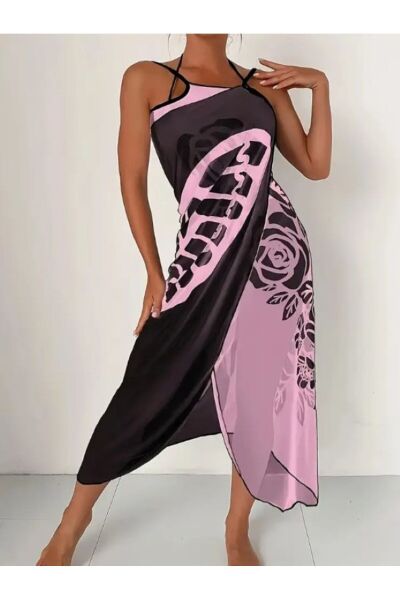 Bohemian Kelebek Desenli, Nefes Alan, Pratik Plaj Elbisesi, Pareo