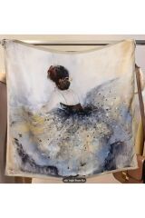 Balerin Desenli Güneşten Koruyan, Rüzgar Geçirmez, Çift Taraf Baskılı, Şal, Fular, Eşarp 70x70