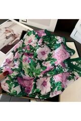 Canlı Renkli, Çiçek Desenli Güneşten, Rüzgar Geçirmez, Çift Taraf Baskılı, Şal, Fular, Eşarp 70x70