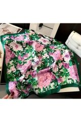 Canlı Renkli, Çiçek Desenli Güneşten, Rüzgar Geçirmez, Çift Taraf Baskılı, Şal, Fular, Eşarp 70x70