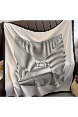 Geometrik Çizgili Güneşten Koruyan, Rüzgar Geçirmez, Çift Taraf Baskılı, Şal, Fular, Eşarp