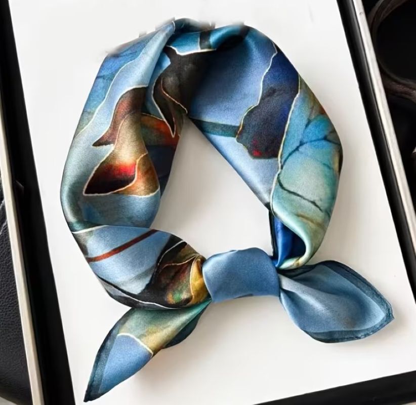 Canlı Renkler Lotus Çiçeği, Güneşten Koruyan, Çift Taraf Baskılı, Fular, Eşarp 70x70