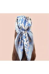 Marin, Çiçek Desenli Güneşten Koruyan, Rüzgar Geçirmez, Çift Taraf Baskılı, Şal, Fular, Eşarp 70x70