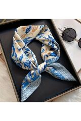 Marin, Çiçek Desenli Güneşten Koruyan, Rüzgar Geçirmez, Çift Taraf Baskılı, Şal, Fular, Eşarp 70x70