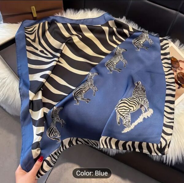 Zebra Desenli, Güneşten Koruyan, Rüzgar Geçirmez, Çift Taraf Baskılı, Fular, Eşarp 70x70
